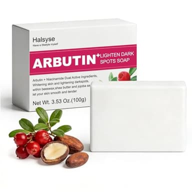 Halsyse Niacinamide & Arbutin Brightening Soap Bar for Dark Spots – Helps Fade Hyperpigmentation & Even Skin Tone – Moisturizing Formula with Shea Butter, Beeswax & Jojoba Oil