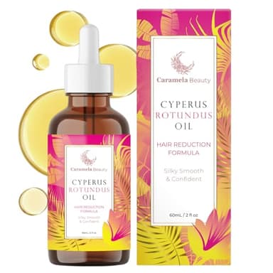 Caramela Beauty Cyperus Rotundus Oil - 60ml Natural Cyperus Rotundus Oil For Hair Removal, Moisturizing & Soothing Cyperus Oil For Reducing Body Hair Growth, Hair Removal Oil Ideal for All Skin Types