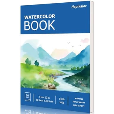 Hapikalor Watercolor Paper Pad, 9"x12" 140lb/300gsm Artist Drawing Sketch Book, Paper Pad, Art Journal, Arts and Crafts Supplies for Adults Kids, Paint Set, Colors, Canvas Painting, Watercolors, Blue