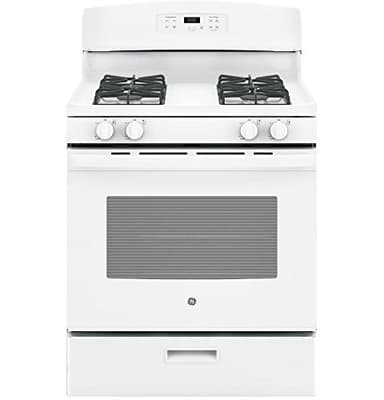 GE 30-Inch Free-Standing Gas Range Oven, 4.8 Cu. Ft., Sealed Burners, White