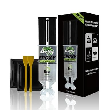 CAMALEAO 2 Part Epoxy Glue - Dries Clear, 5 Minute Epoxy with 2 Mixing Kits, 3988 PSI High Strength Adhesive for Metal, Plastic - 0.85 Ounce Syringe (Pack of 1)