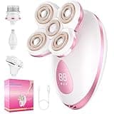 Electric Razors for Women - Painless Body Shavers for Sensitive Skin - 4 in 1 Cordless Lady Trimmer for Women's Leg, Bikini and Face - Waterproof Wet/Dry Hair Remover Kit, Rechargeable, Pink