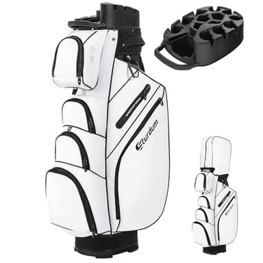 Sturdum T-Lock Golf Cart Bag, 14 Way Organizer Full Length Divider Top, Rigid Inner Shell, Silent Cart Bags for Men with Handles Ergonomic Padded Strap, Rain Cover