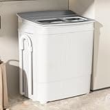 INTERGREAT Portable Washing Machine Mini 17.6 Lbs Compact Washer Machine And Dryer Combo，Small Twin Tub Washer with Spin Cycle for Camping, Apartments, Dorms, College Rooms, Rv’s (Grey)