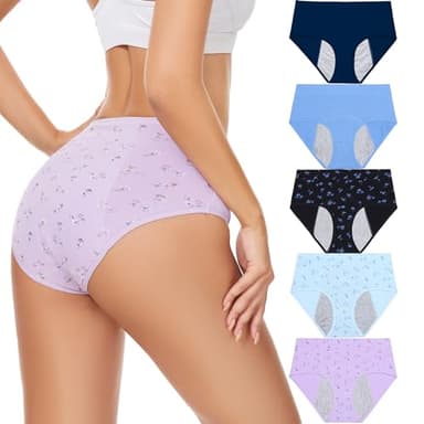 HATSURE Period Underwear for Women Leak Proof Cotton Overnight Menstrual Panties Briefs Multipack (Large)