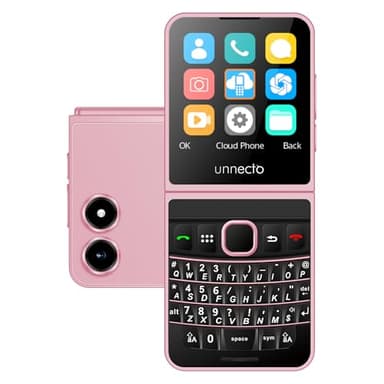 Unnecto Snap | Dual SIM | 4G/LTE | Unlocked | QWERTY Keyboard | Flip Phone | Cloud OS | Pink