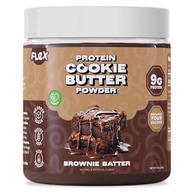 Flex Vegan Protein Cookie Butter Powder - Brownie Batter | Dairy-Free, Keto-Friendly, Low Carb, Sugar-Free, Gluten-Free | Easy to Mix, Bake and Spread | 8.1oz