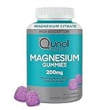 Qunol Magnesium Gummies for Adults, 200mg Elemental Magnesium (from 1,750mg Magnesium Citrate), High Absorption Magnesium Supplement, Supports Nerve, Bone and Muscle Health, Vegetarian, 90 Count