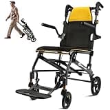 WHLICKS Wheelchairs for Adults Transport Chair Lightweight Foldable with Telescopic Handle, 19.4lbs Portable Folding Travel Wheel Chairs for Seniors
