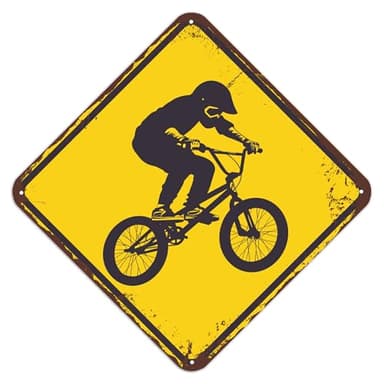 BMX Bike Crossing Sign 12"x12" Metal Tin Sign Vintage Wall Decor for Garage Home Man Cave Bar Indoor/Outdoor