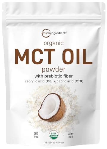 Micro Ingredients Organic MCT Oil Powder with Prebiotic Fiber,1 Pound (16 Ounce) | C8 MCT Oil for Coffee Creamer | No GMOs, Keto Diet, Vegan