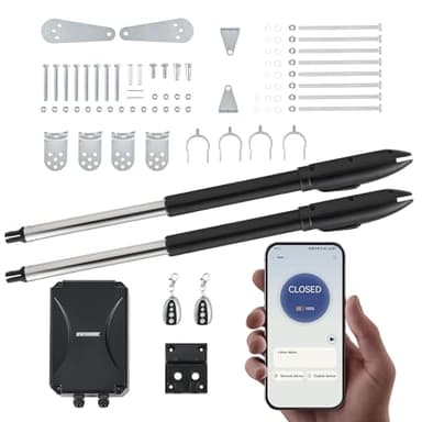 CO-Z Smart Gate Opener Kit, App Compatible Dual Swing Gate Opener for Doors up to 660lb*2, Automatic Electric Gate Opening System with Remote Controls & Release Keys for Driveway Home