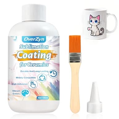 OverZyn Sublimation Coating For Ceramic, Glass Ceramic Coating, Vibrant Colors, Clear Images, Suitable For Various Materials Including Mugs, Ceramics, Metal, Wood, And Glass, 5 oz