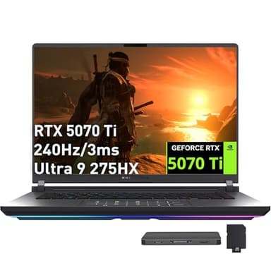 ASUS ROG Strix G16 16" 2.5K 240Hz Gaming Laptop, Intel Ultra 9 275HX, GeForce RTX 5070 Ti 12GB GDDR7, 32GB DDR5, 3TB Storage (2TB SSD+1TB Docking Station Set), Backlit Keyboard, Wi-Fi 7, Win 11, Gray