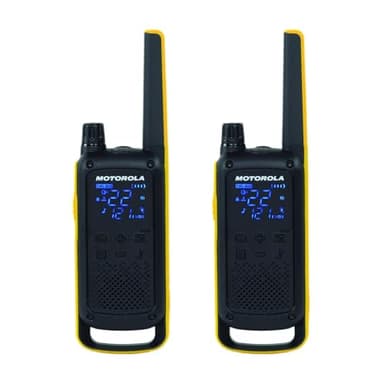 Motorola T470 Talkabout Two Way Radios, Long Range Emergency Rechargeable Waterproof Walkie Talkies 22 Channel, 35 Mile outdoor Black Yellow, 2 Pack