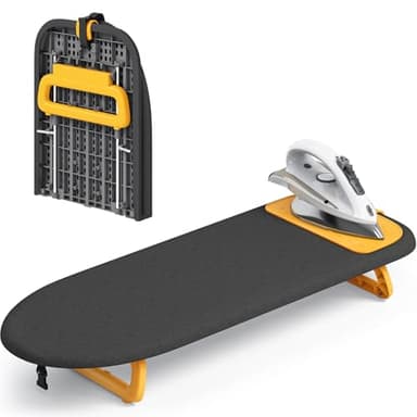 KINGBOARD Tabletop Ironing Board, Small Ironing Board with Iron Mat, Foldable Mini Iron Board, Easy Storage for Travel & Dorm, 12x32 Black