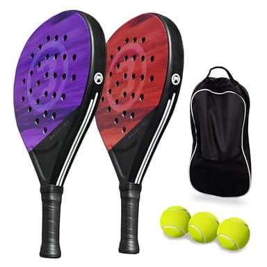 Padel Racket Set of 2 – 2 Player Paddle Racquet Kit with Bag & 3 Balls – Lightweight Foam Core for Beginners & Intermediate Players – Outdoor Padel Paddle Set