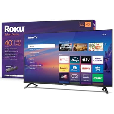 Roku Smart TV 2026 – 40-Inch Select Series, 1080p Full HD TV – Roku TV with Voice Remote – Flat Screen LED Television with Wi-Fi for Streaming Live Local News Sports & Movies, Bluetooth Headphone Mode