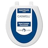 Mayfair Caswell Modern Slow Close Toilet Seat, Easy Clean Hinges and Durable Plastic Seat, Round, White