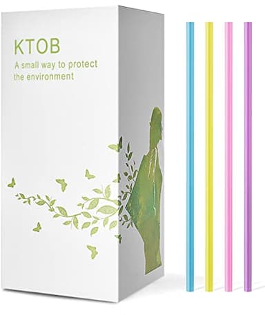 200 Count 100% Compostable Plant-Based PLA Straws-KTOB Biodegradable Colorful Drinking Plasticless Straws-Eco Friendly Plastic Bar Straw