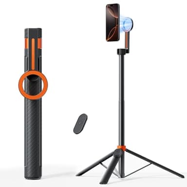TODI 65" Magnetic Tripod for iPhone with Remote, Selfie Stick for iPhone Magsafe, Cell Phone Tripod Stand for Recording, Travel Tripod Compatible with 16/15/14/13/12 Series