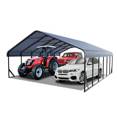 Heavy Duty 20x30 FT Metal Carport for 3 Cars - All-Weather Car Garage Kit with Reinforced Frame and Safe Boat Cover, Car Canopy Shelter for Yard Protection