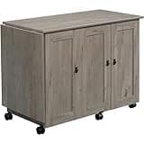 Sauder Craft Cart Storage Cabinet, Rolling Sewing Table with Expandable Top, Mystic Oak