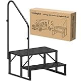 Nilight RV Steps with Handrail, 2 Steps Hot Tub Steps Outdoor RV Stairs Step Portable Mobile Motor Home Stairs for Camper Travel Trailers Dock Entry Steps 5th Wheel RV Porch with Anti-Slip Handrail