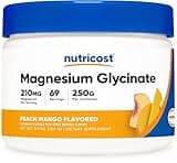 Nutricost Magnesium Glycinate Powder (Peach Mango, 250 Grams) - Magnesium Glycinate (as Bisglycinate)