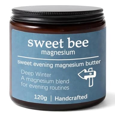 Sweet Bee Organics Magnesium Butter, Nighttime Topical Magnesium Cream for Relaxation, Lavender Scent, Muscle Comfort, External Use Only, 4 oz (1)