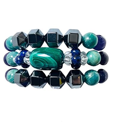Set: Essential Tremor Malachite and Companion I Bracelets | Heavy Weighted | Eating | Hand Shaking | Support (Small 6.0 inch)