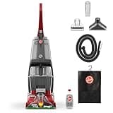 Hoover Power Scrub Deluxe Carpet Cleaner Machine, Upright Shampooer, FH50150, Red