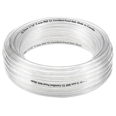 3/16" ID (5 mm) 7/16" OD (11 mm) Food Safe Certified (NSF 51) Vinyl PVC tubing Multipurpose Food Grade Beer Brewing Line Clear Tubing, Kegerator, Wine Making, Aquaponics, Air Hose (10 Feet)