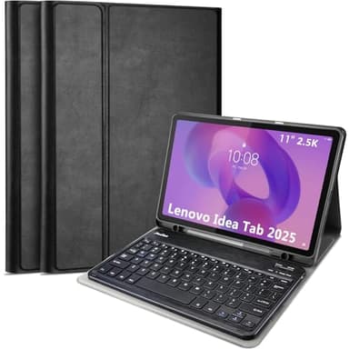 ProCase Case with Keyboard for Lenovo Idea Tab 11" / K11 Gen 2 (2025), PU Leather Case with Magnetically Detachable Wireless Keyboard for 11" Lenovo Idea Tab 2025 (TB-336ZU/336FU) Release -Black