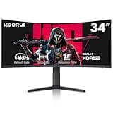 KOORUI 34-inch Curved Ultrawide WQHD 3440×1440 Gaming Monitor, 165Hz 1000R- PIP/PBP, 1ms(MPRT), HDR400, DCI-P3 95%, FreeSync Premium, 1 x DP 1.4 & 2 x HDMI 2.0, Tilt Height Swivel Adjustment, 34E6UC
