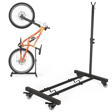 Vertical Bike Stand, Upright Bike Parking Rack Floor, Adjustable Bicycle Storage for Wheels Sizes up to 29", Freestanding Bicycle Organizer with Swivel Casters, Indoor Bike Holder for Garage Apartment