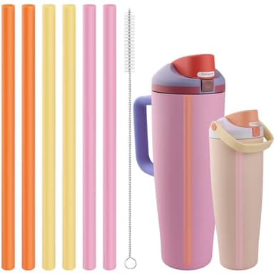 Replacement Straws Compatible with Owala FreeSip,Free sip Sway 40 Oz Water Bottle,Replacement Parts for Owala FreeSip 40 Oz Tumbler Include 6 BPA-FREE Straw and 1 Cleaning Brush