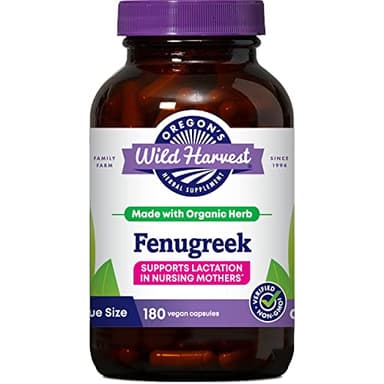 Oregon's Wild Harvest Organic Non-GMO Fenugreek Capsules, Lactation Support Herbal Supplements for Optimal Breast Milk Production-180 Count