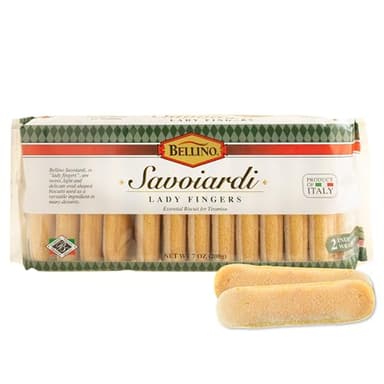 Bellino Savoiardi Lady Fingers Biscuits - Authentic Italian Cookies for Tiramisu Cake, Pastry & Bakery Desserts, Coffee Biscuits & Italian Snacks - Non-GMO - 7 Ounce