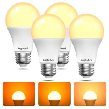 Circadian Rhythm Full Spectrum LED Light Bulb, 9W Amber Light Bulbs 60W Equivalent, 1400K/2100K/2700K, Non-Dimmable, Flicker-Free, No Memory, Blue Light Free Bulbs for Sleep, Relaxation, 4 Pack