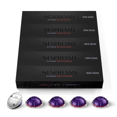Nespresso Capsules Vertuo, Altissio Decaffeinato, Dark Roast Espresso, 50-Count Espresso Pods, Brews 1.35 oz.