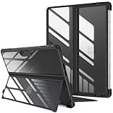 Fintie Hard Case for 13 Inch Microsoft Surface Pro 11/10/9 - Shockproof Folio Rugged Cover with Clear Transparent Back Shell Compatible with Type Cover Keyboard, Black
