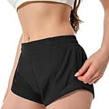 Artrello Athletic Shorts for Women Running Shorts with Liner, Quick Dry Active Workout Gym Shorts with Pockets 2.5 Inch（Black,X-Small