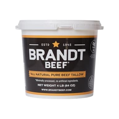 Brandt Beef Tallow – 100% Pure Beef Tallow for Cooking | 64 oz (4 lb) Tub Beef Tallow for Deep Frying | High Smoke Point | No Additives or Preservatives | Sustainably Sourced | Family-Owned Ranch USA