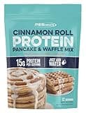 PEScience Protein Pancake Mix for Protein Waffles and Pancakes, Just Add Water, Whey and Casein Blend, Amazing Taste and Fluffy Texture, Cinnamon Roll, 12 Servings
