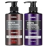 KUNDAL Natural Shampoo and Conditioner Set [White Musk] - Korean Hair Care, Long Lasting Fragrance, Moisturize, Nourish, Frizz Control, Argan & Macadamia Oil, Sulfate-Free 16.9fl oz (Pack of 2)