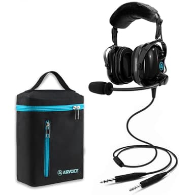 AIRVOICE Aviation Headset for Pilots with Passive Noise Reduction, PNR General Aviation Headset with Comfortable Earpads and Noise Canceling Microphone, for Pilot, Flight School Student, Instructor