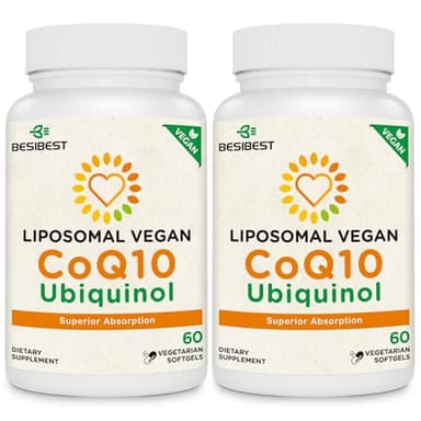 Besibest 1000mg Liposomal CoQ10 Ubiquinol, 120 Vegan Softgels, High Absorption Ubiquinol CoQ10 Supplement, Active Antioxidant Form of Coenzyme Q10 for Heart Function & Energy Production