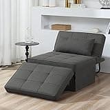 BIGSYY Sofa Bed, 4 in 1 Multi-Function Folding Ottoman Breathable Linen Couch Bed with Adjustable Backrest Modern Convertible Chair for Living Room Apartment Office, Dark Grey