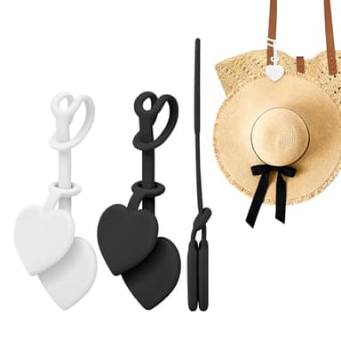 2 Pcs Magnetic Hat Clips for Travel on Bag, Strong Magnetic Hat Holder & Clip, Secure Hats Holder for Travel on Caps & Beach Hats, Vacation Essentials Accessories (2, Black+White)